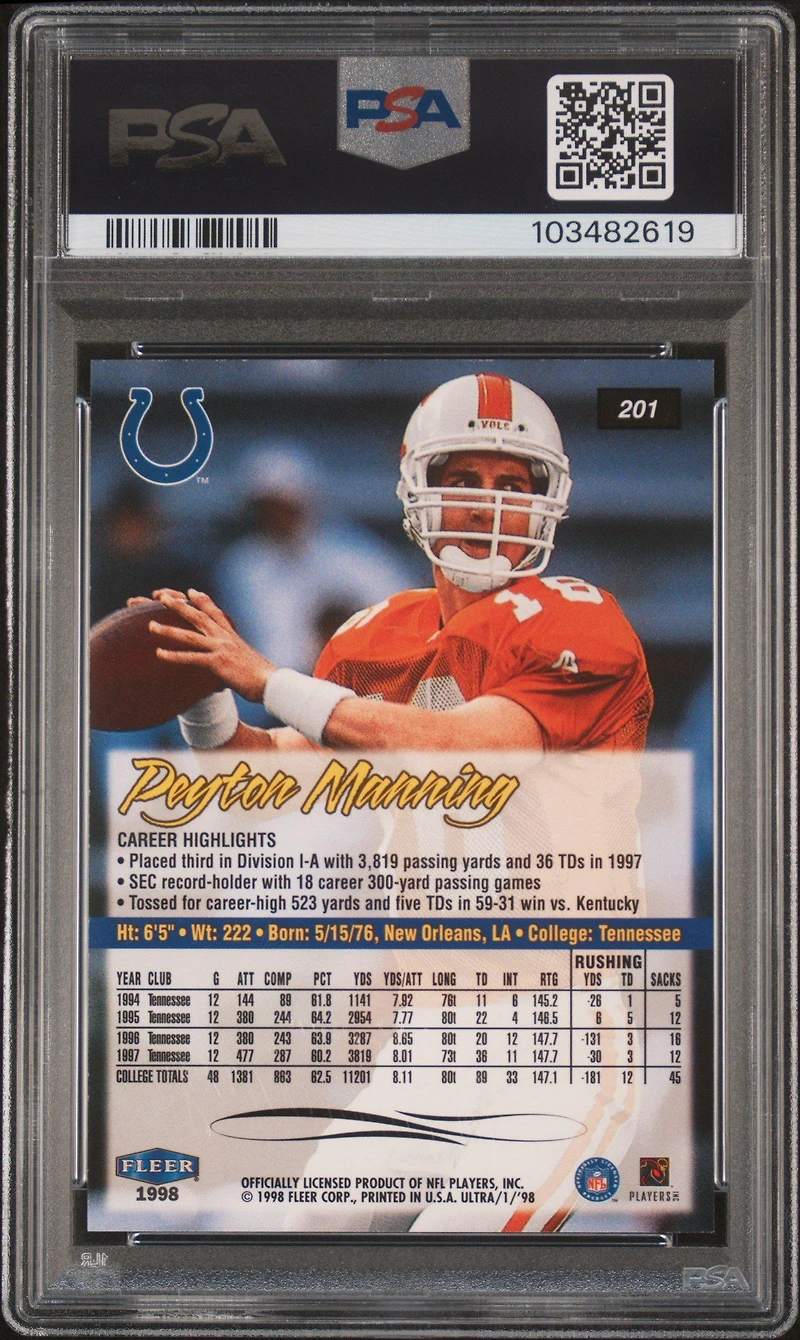 1998 Ultra 201 Peyton Manning PSA