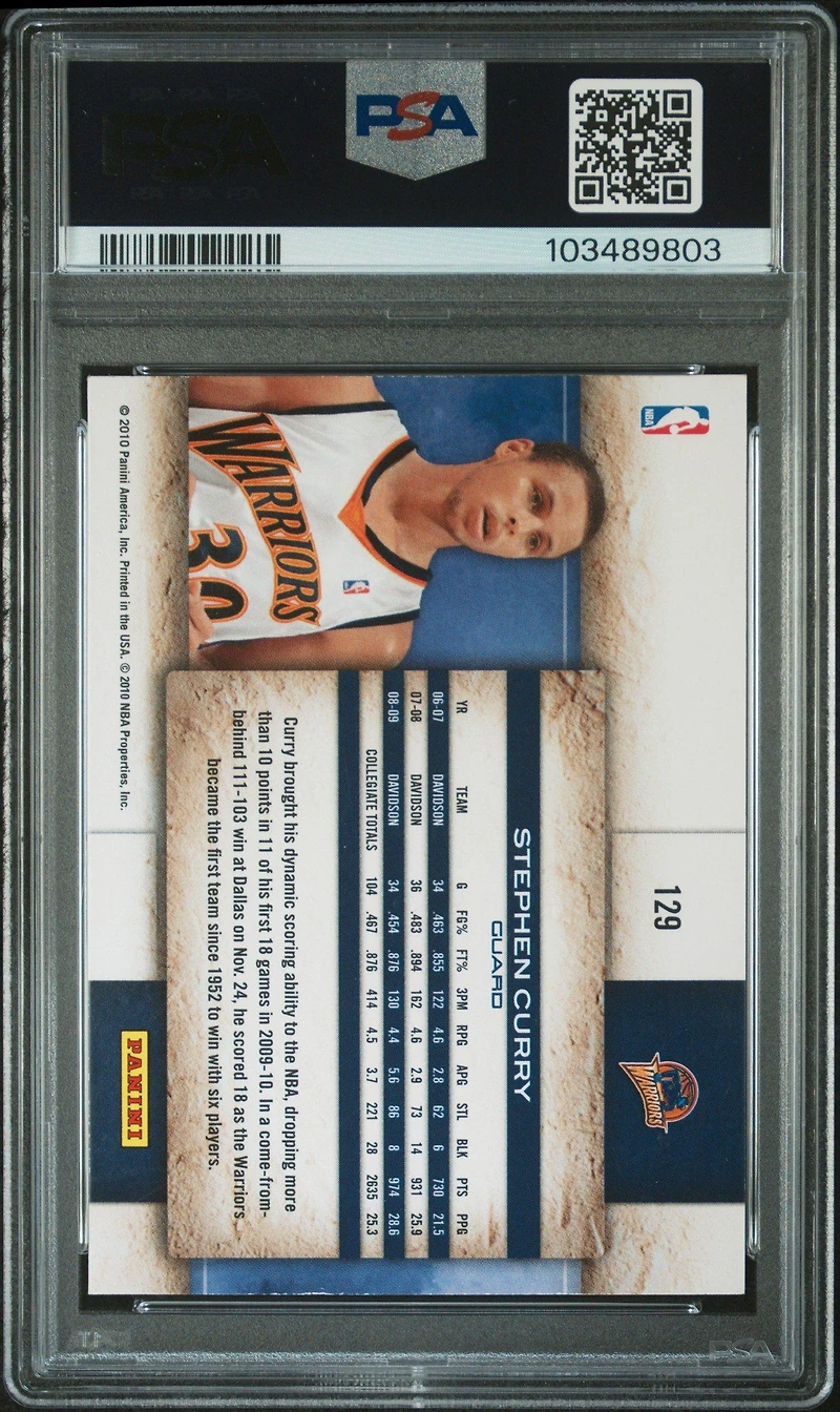 2009 Panini Studio 129 Stephen Curry PSA