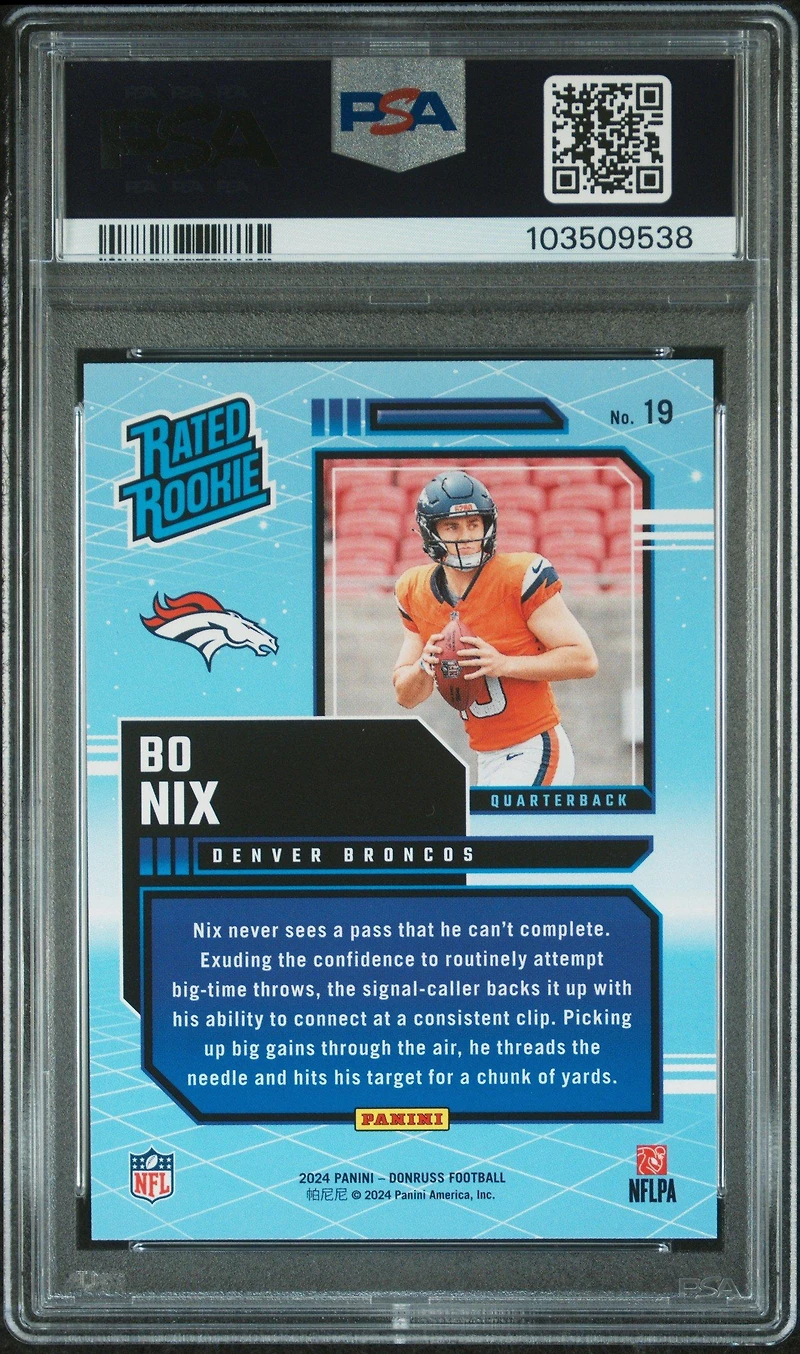 2024 Panini Donruss Rated Rookies Retro 19 Bo Nix PSA