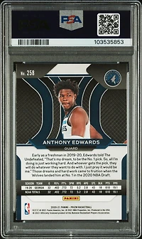 2020 Panini Prizm 258 Anthony Edwards PSA 9