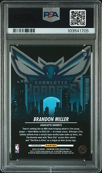 2023 Panini Hoops Premium Stock City Edition 12 Brandon Miller Silver Prizm PSA 10