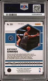 2020 Panini Mosaic 201 Anthony Edwards Reactive Blue PSA 10