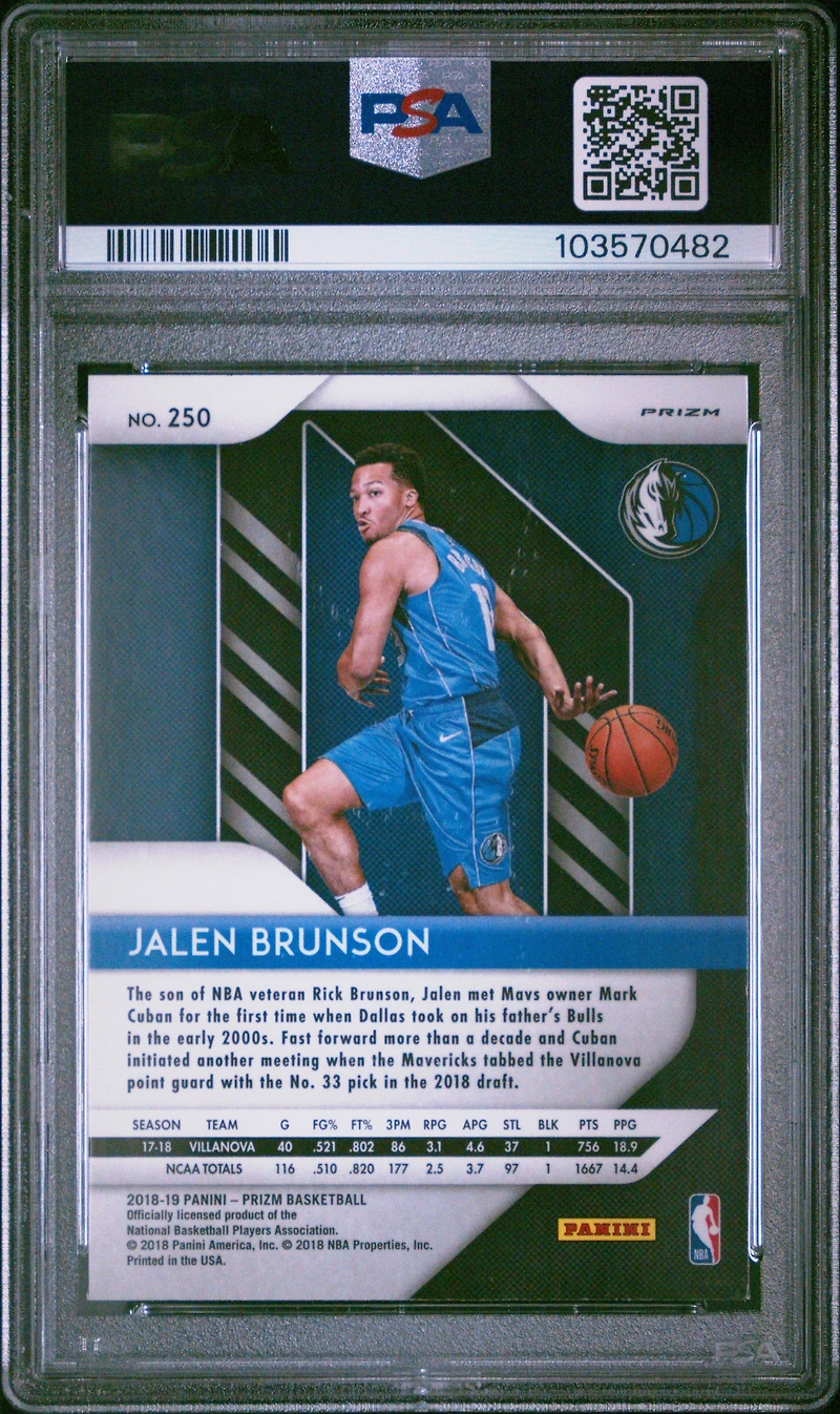 2018 Panini Prizm 250 Jalen Brunson Red/white/blue Prizm PSA
