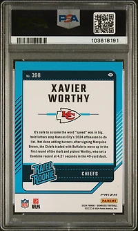 2024 Panini Donruss 398 Xavier Worthy Optic Preview-red Pandora PSA 10