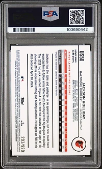 2024 Topps Update Us50 Jackson Holliday Blue Holo Foilboard PSA 10