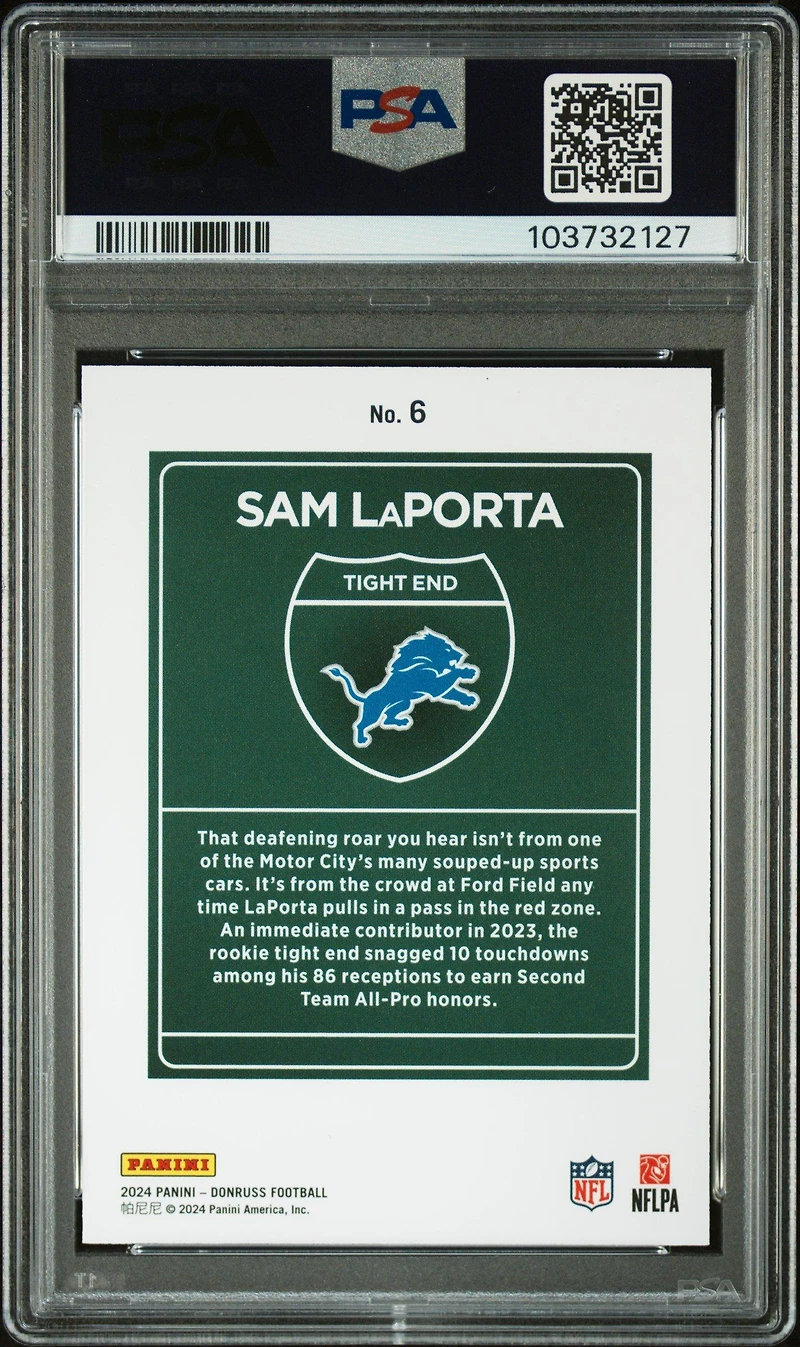 2024 Panini Donruss Downtown! 6 Sam Laporta PSA