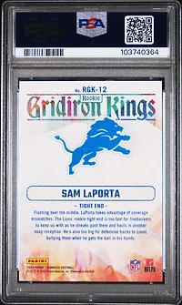 2023 Panini Donruss Rookie Gridiron Kings Rgk12 Sam Laporta PSA 10