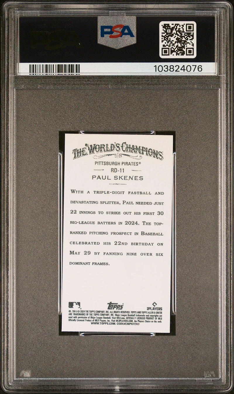 2024 Topps Allen & Ginter Rookie Design Variations Mini Rd11 Paul Skenes PSA 10
