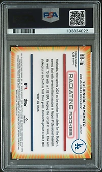 2024 Topps Chrome Radiating Rookies Rr16 Yoshinobu Yamamoto PSA 10