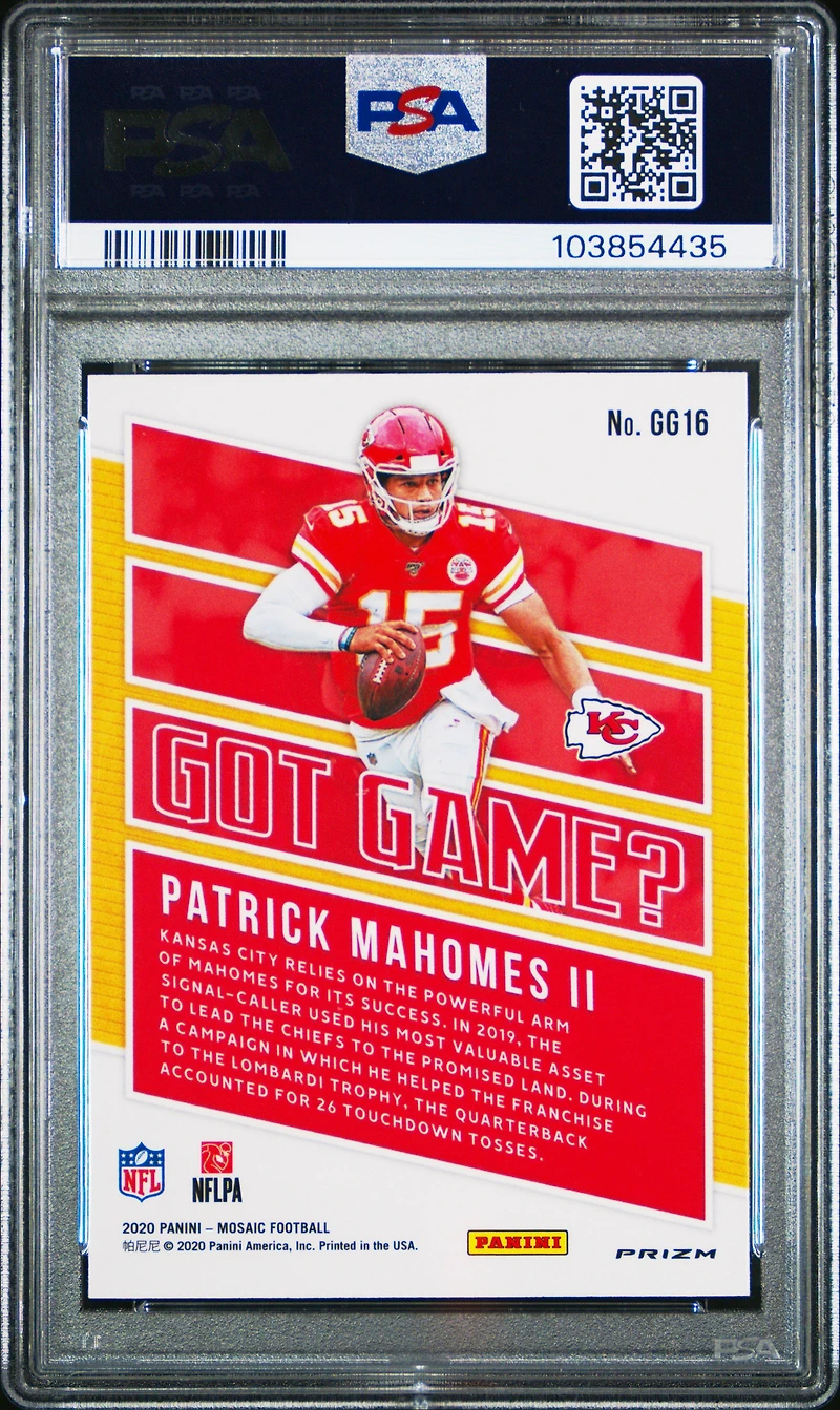2020 Panini Mosaic Got Game? Gg16 Patrick Mahomes Ii Mosaic PSA 10
