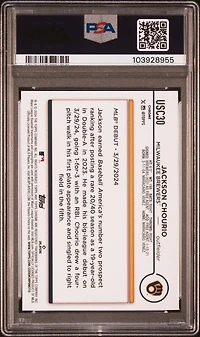 2024 Topps Chrome Update Usc30 Jackson Chourio X-fractor PSA 10