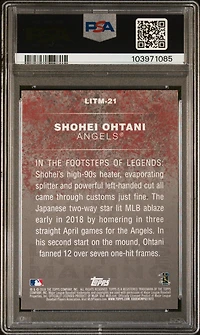 2018 Topps Update Legends In The Making Litm-21 Shohei Ohtani PSA