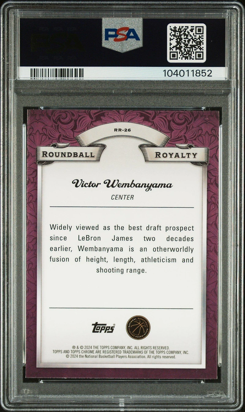 2023 Topps Chrome Roundball Royalty Rr26 Victor Wembanyama Blue Basketball Refractor PSA 10