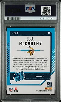 2024 Panini Donruss 303 Jj Mccarthy PSA 10