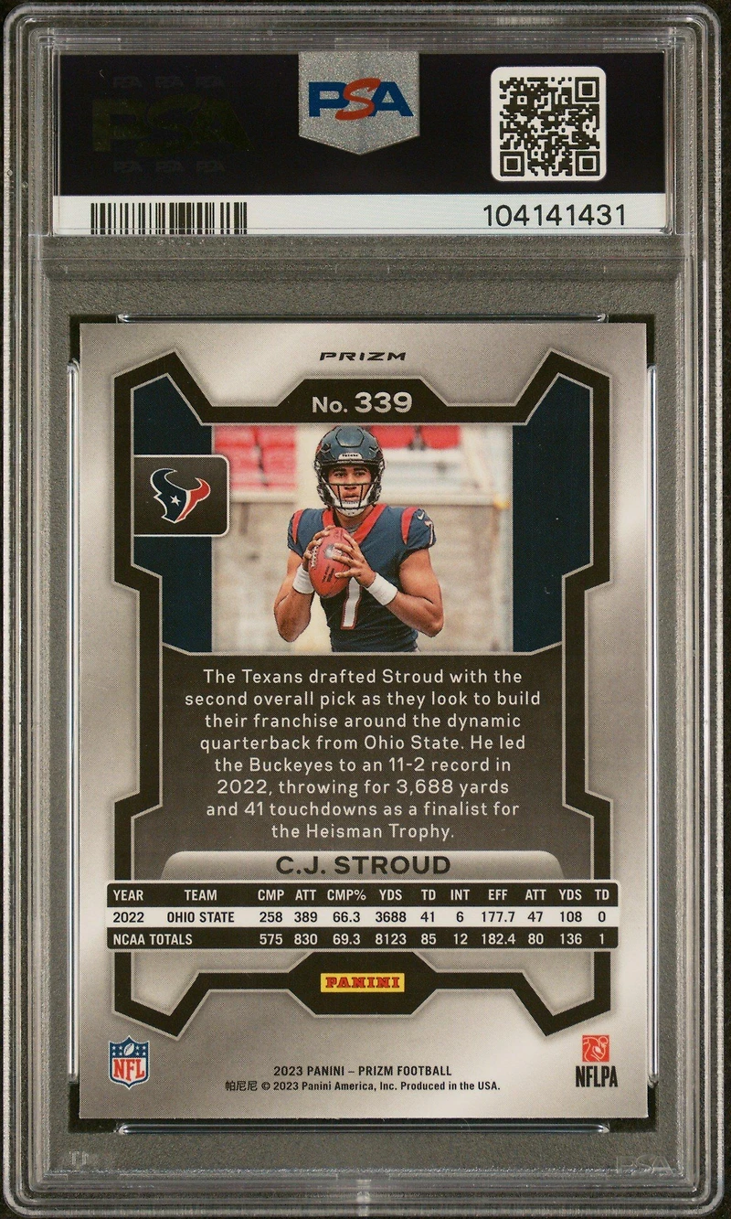 2023 Panini Prizm 339 Cj Stroud Silver Prizm PSA