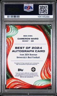2024 Bowman Best University Best Of 2024 Autographs Cwa Cameron Ward PSA 10