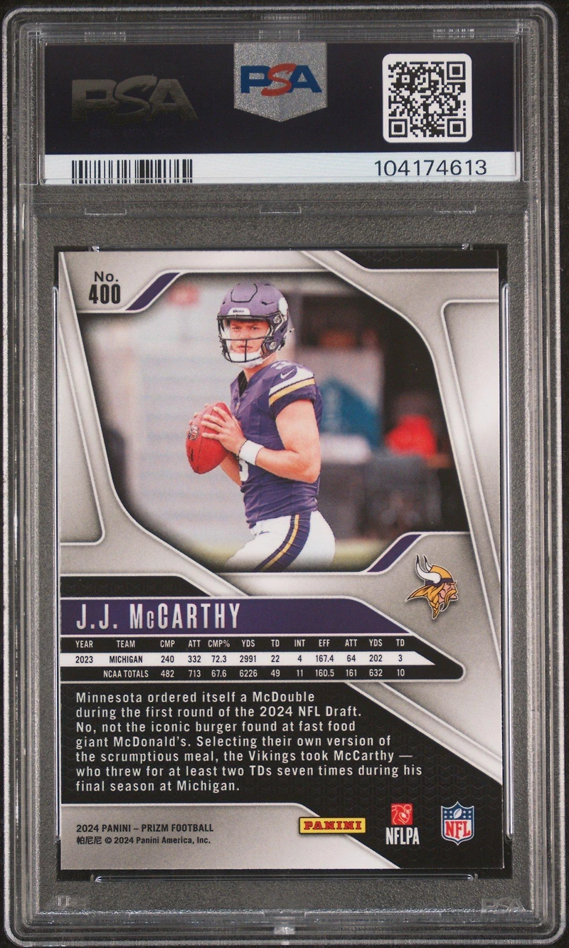 2024 Panini Prizm 400 Jj Mccarthy PSA 9