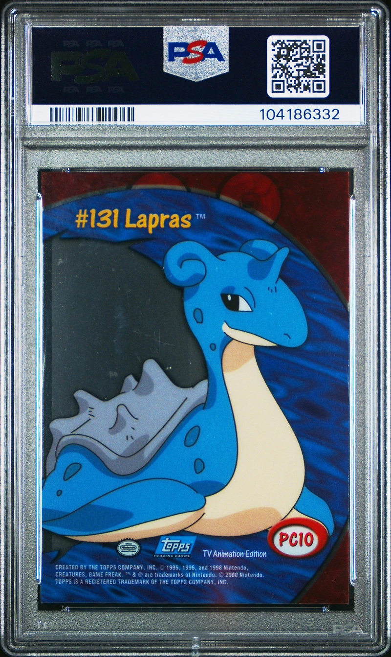 2000 Topps Pokemon Tv Animation Clear Cards Pc10 Lapras PSA 9