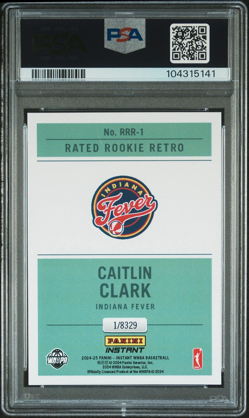 2024 Panini Instant Wnba Rated Rookie Retro Rrr1 Caitlin Clark PSA 8