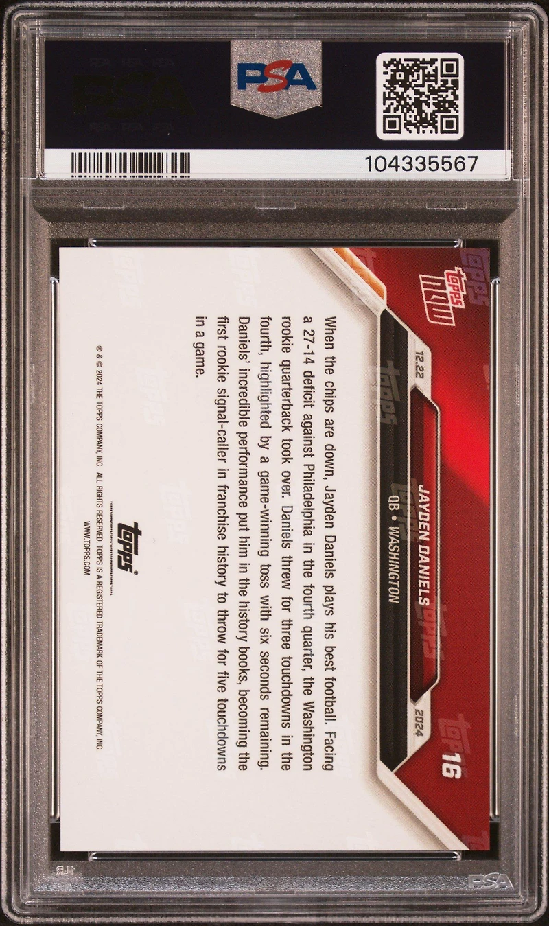 2024 Topps Now 16 Jayden Daniels PSA 10