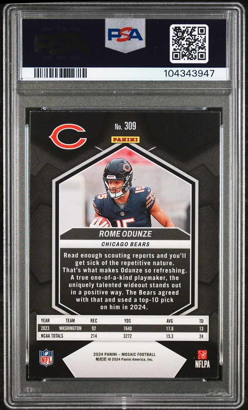 2024 Panini Mosaic 309 Rome Odunze PSA 9