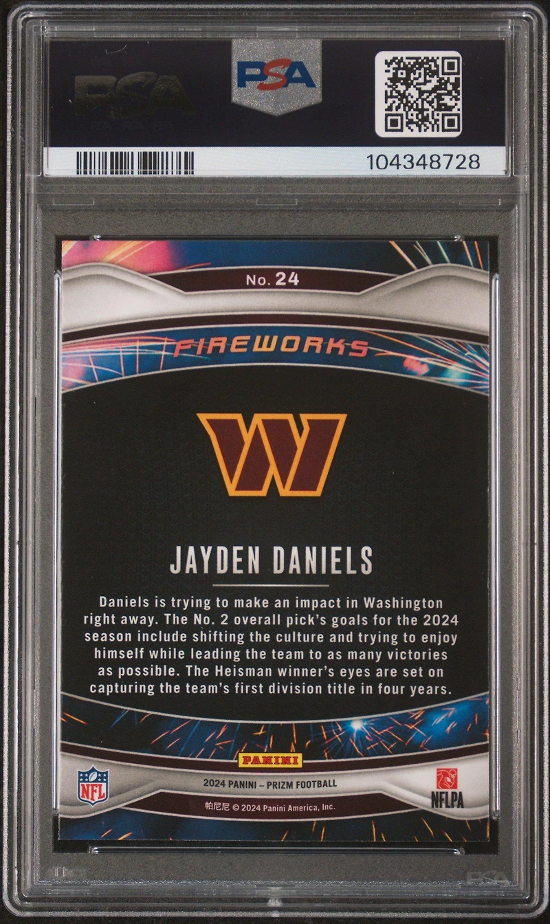 2024 Panini Prizm Fireworks 24 Jayden Daniels PSA