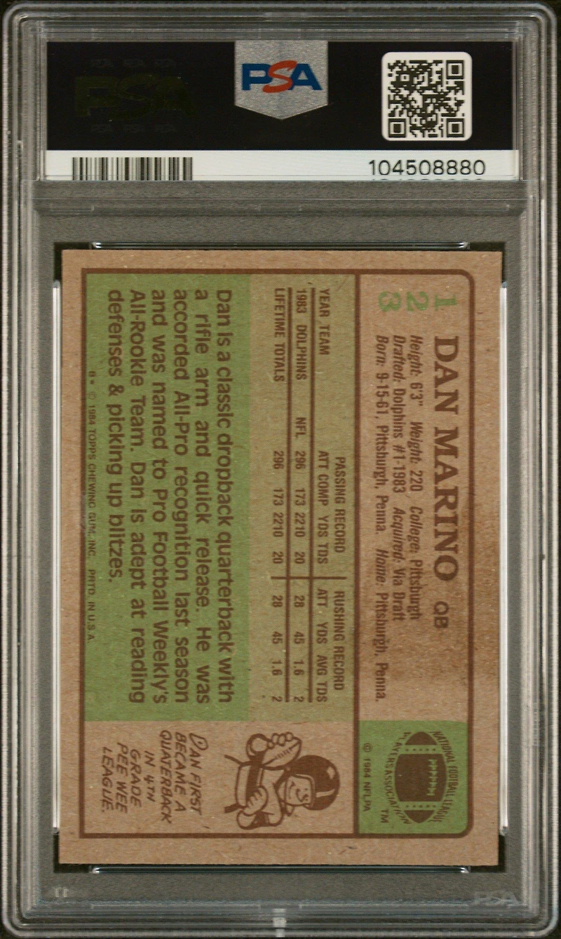 1984 Topps 123 Dan Marino PSA