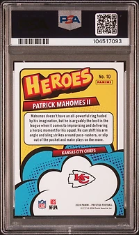 2024 Panini Prestige Heroes 10 Patrick Mahomes Ii PSA 10