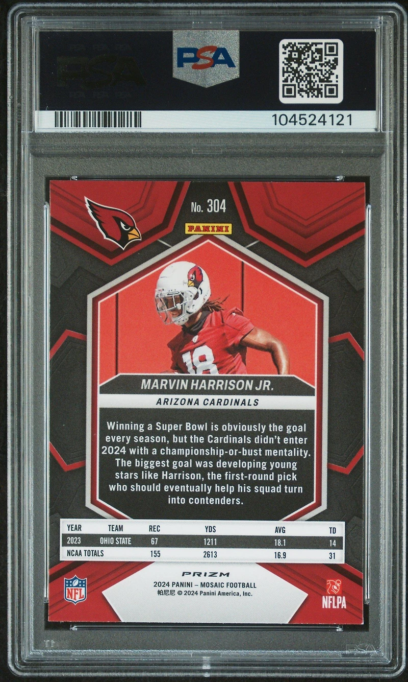 2024 Panini Mosaic 304 Marvin Harrison Jr. Genesis PSA 9