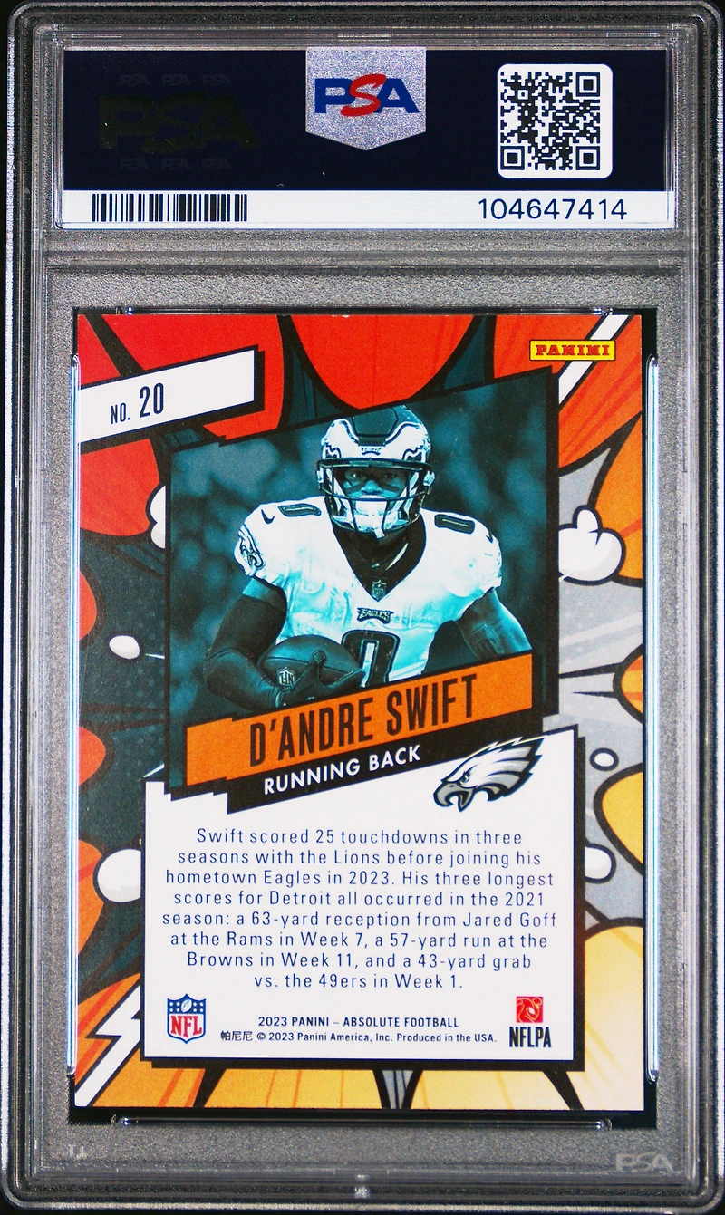 2023 Panini Absolute Explosive 20 D’andre Swift PSA 9
