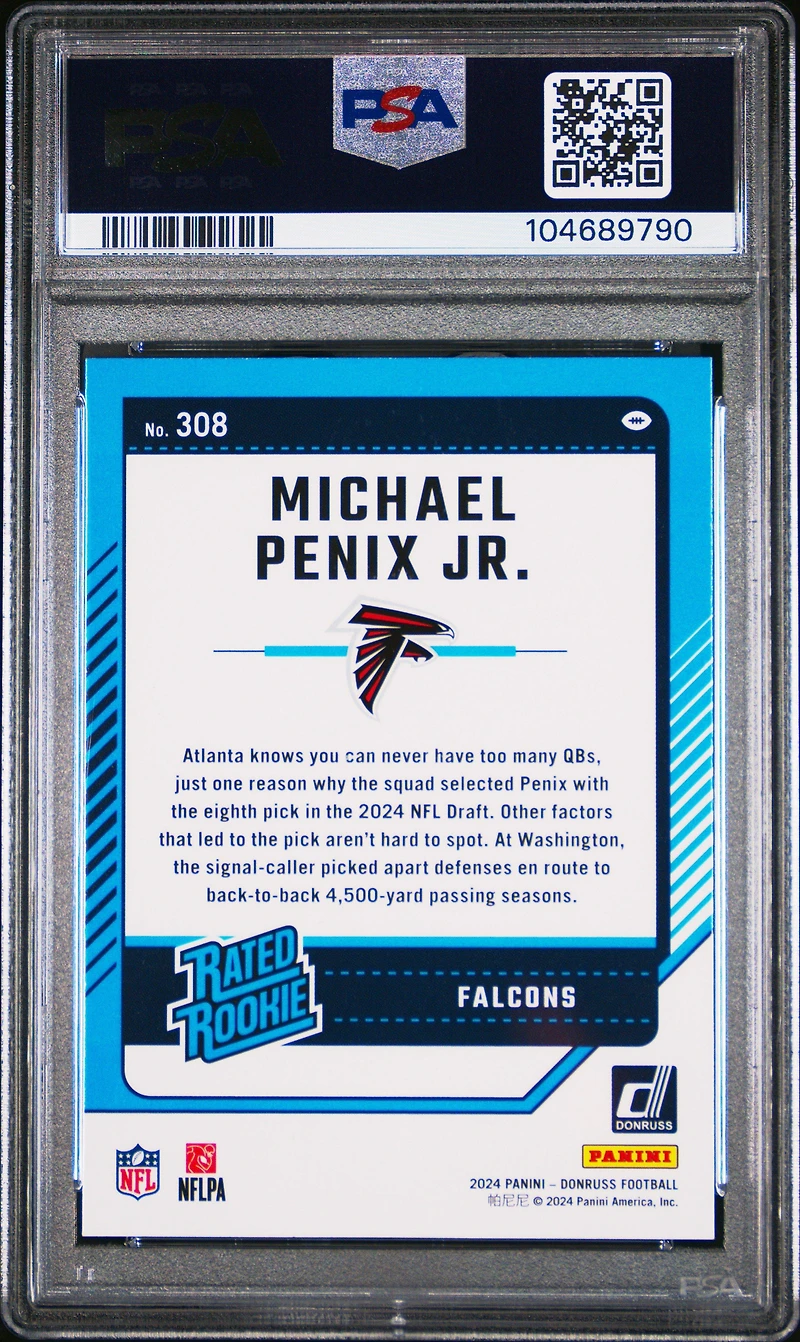 2024 Panini Donruss 308 Michael Penix Jr. PSA 9