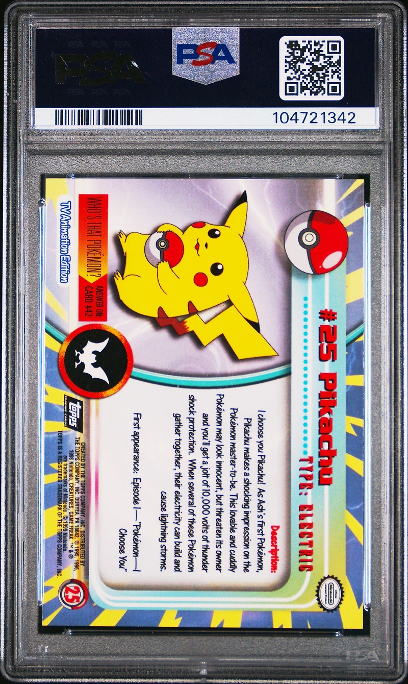 1999 Topps Pokemon Tv 25 Pikachu PSA