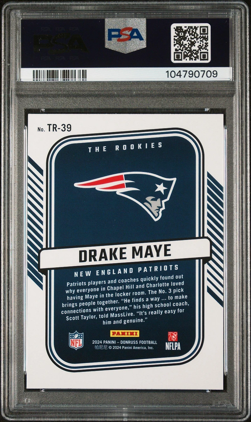 2024 Panini Donruss The Rookies Tr39 Drake Maye PSA 10