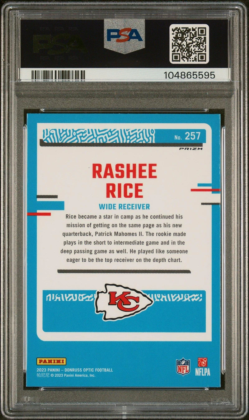 2023 Panini Donruss Optic 257 Rashee Rice Red Hyper PSA 9