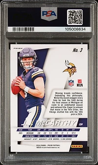 2024 Panini Prizm Prizm Flashback Rookie 3 Jj Mccarthy PSA 9