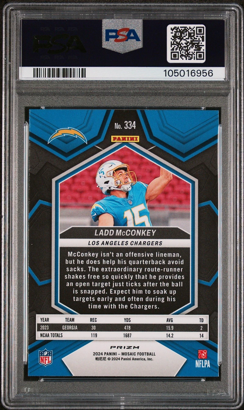 2024 Panini Mosaic 334 Ladd Mcconkey Camo Pink PSA 10