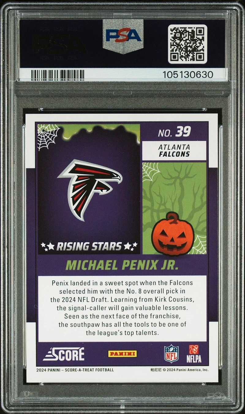 2024 Panini Score-a-treat Rising Stars 39 Michael Penix Jr. Pumpkin PSA 10