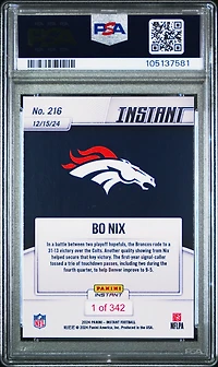 2024 Panini Instant Nfl 216 Bo Nix PSA 10