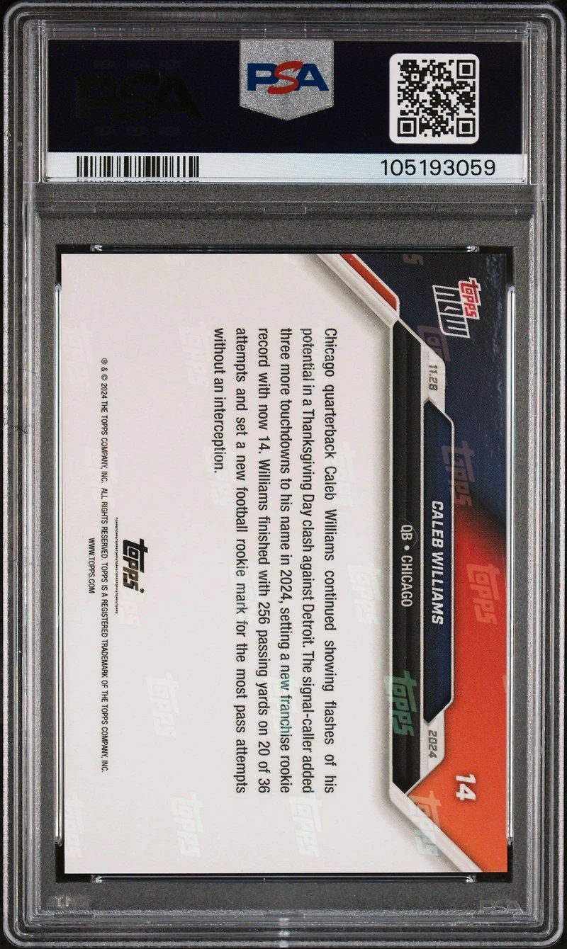 2024 Topps Now Caleb Williams PSA 10