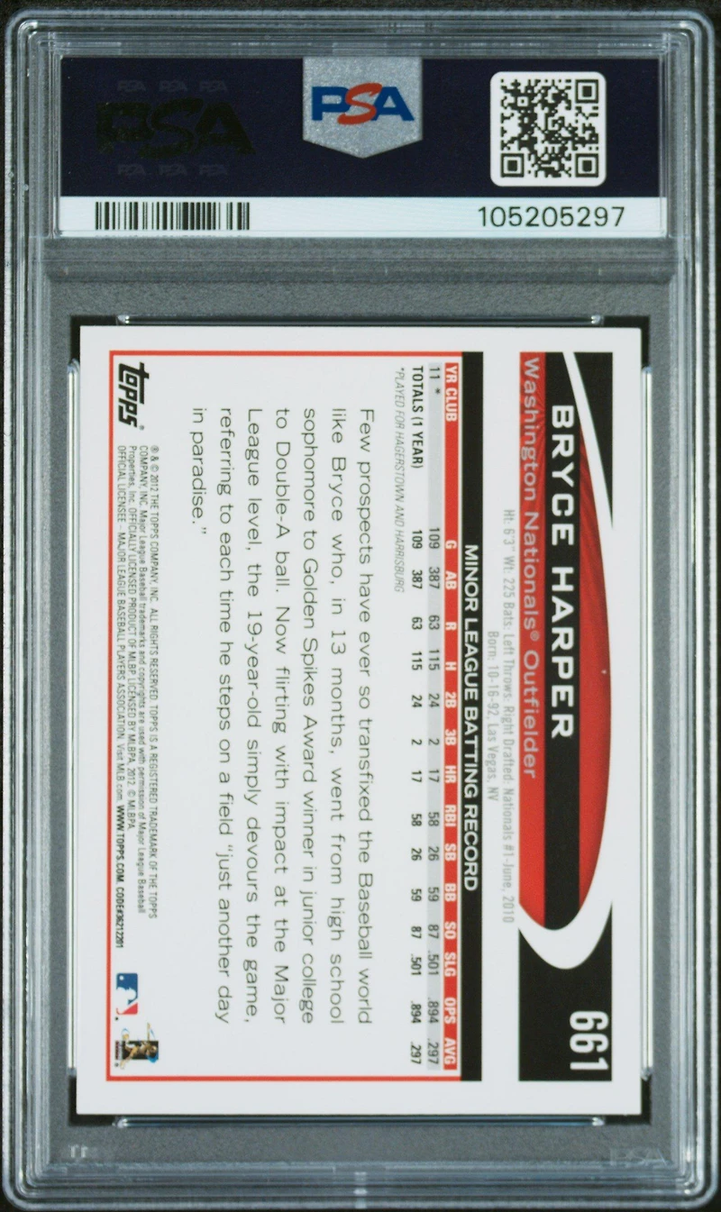 2012 Topps 661 Bryce Harper PSA