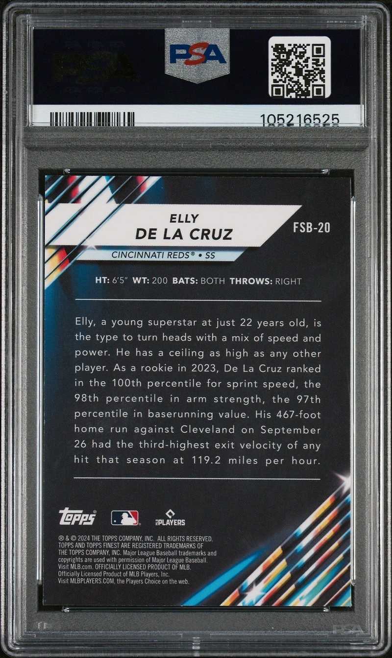 2024 Topps Finest Future So Bright Fsb20 Elly De La Cruz PSA 10