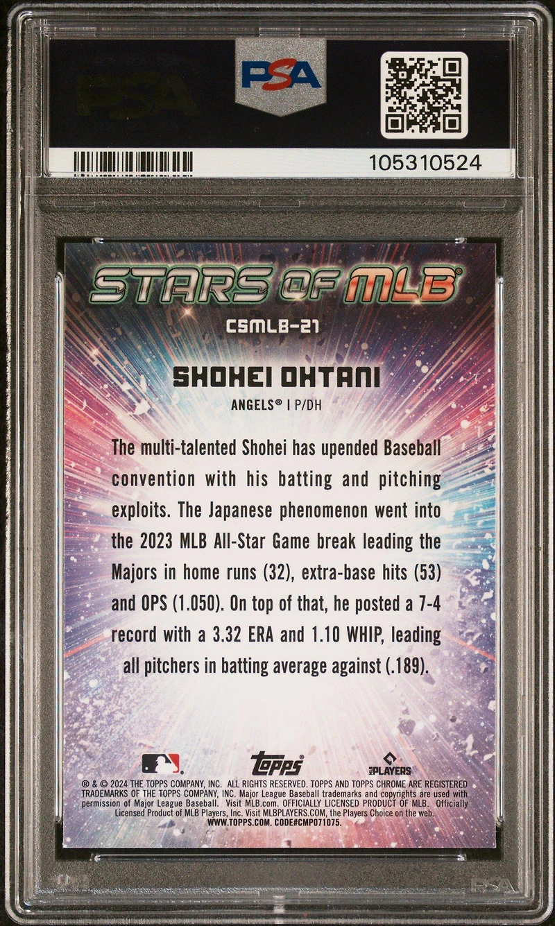 2024 Topps Stars Of Mlb Chrome Csmlb21 Shohei Ohtani PSA 10