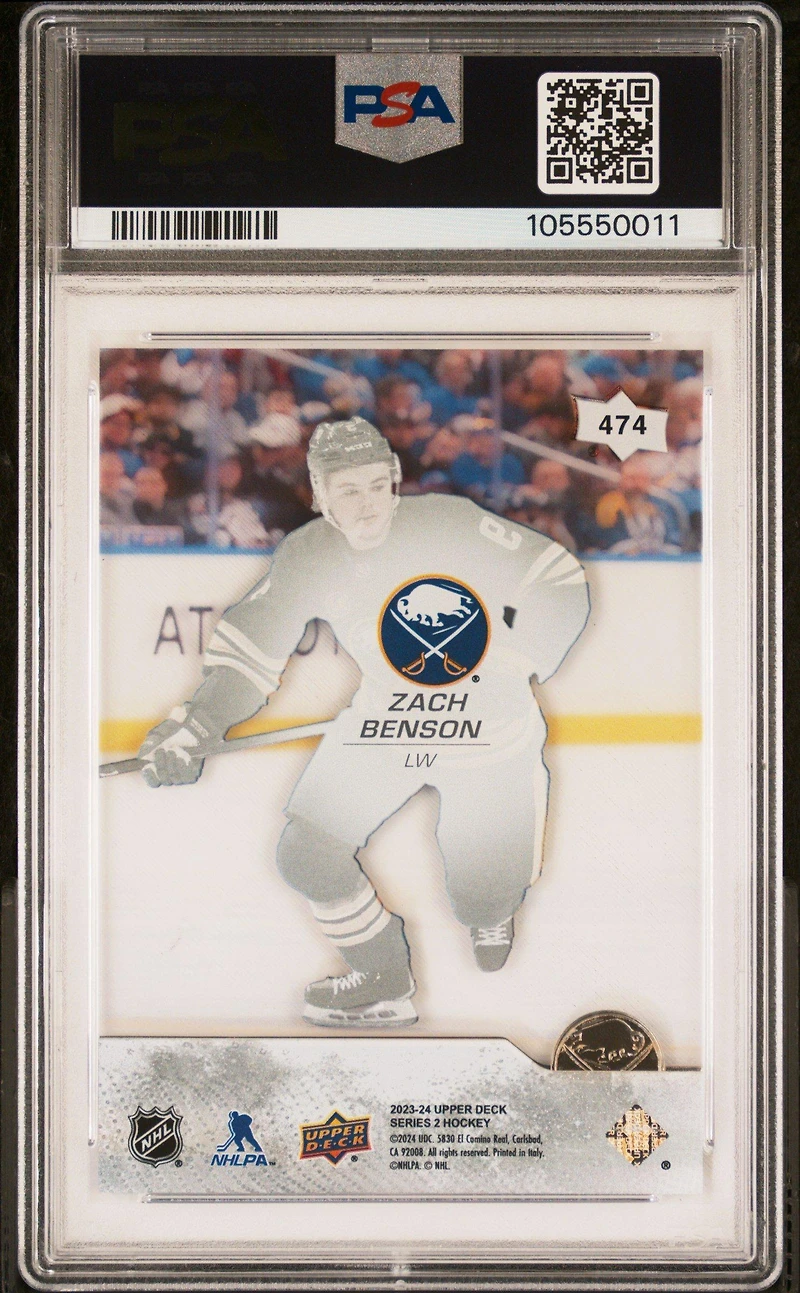 2023 Upper Deck 474 Zach Benson Clear Cut PSA 9