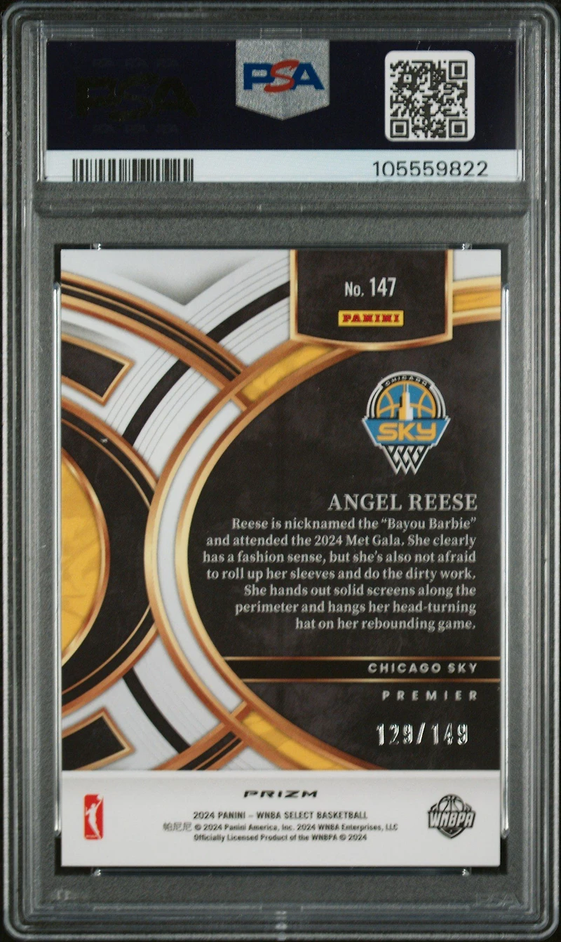 2024 Panini Select Wnba 147 Angel Reese Purple Ice PSA 10