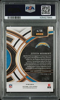 2023 Panini Select 136 Justin Herbert Tie-dye Prizm PSA 10