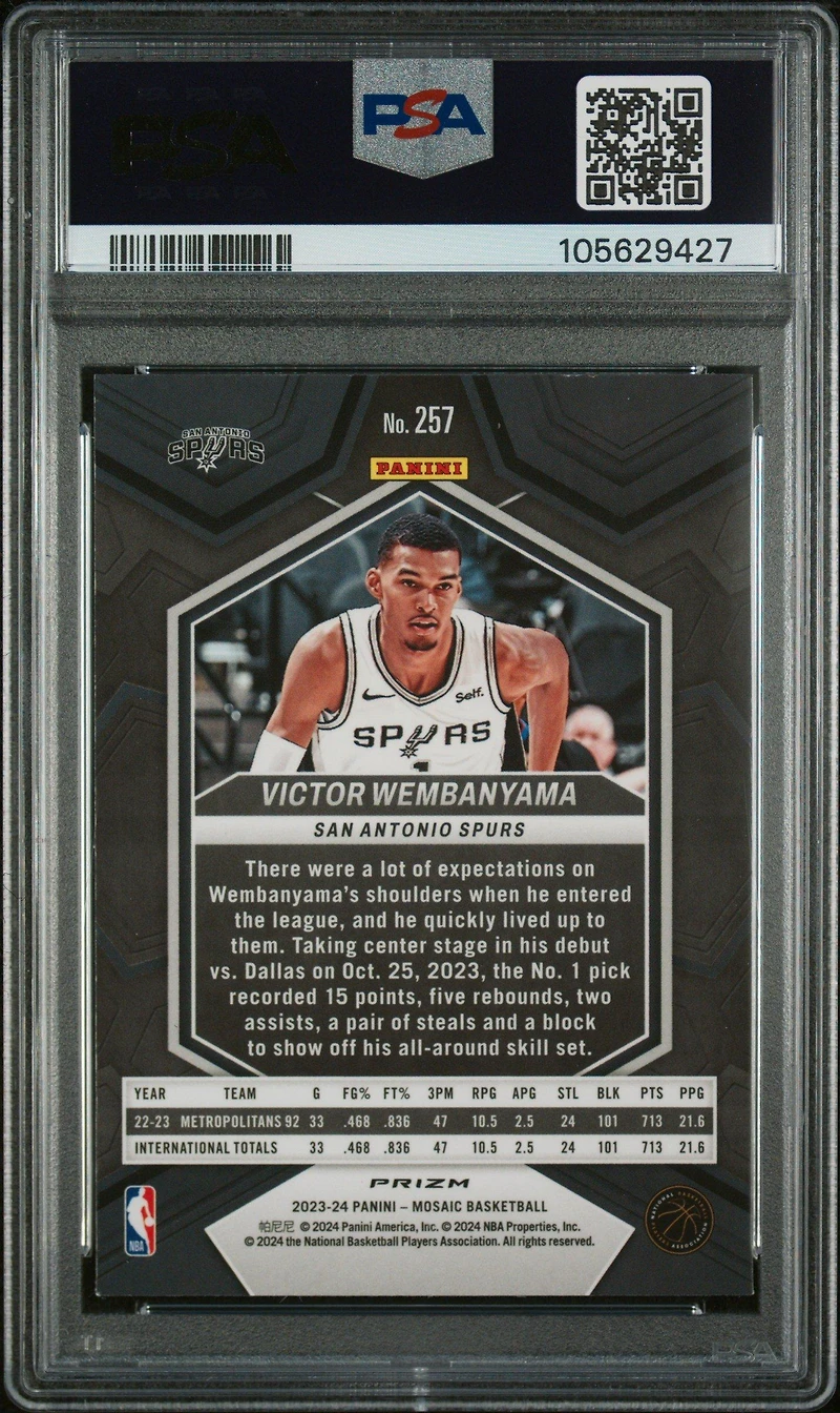 2023 Panini Mosaic 257 Victor Wembanyama PSA