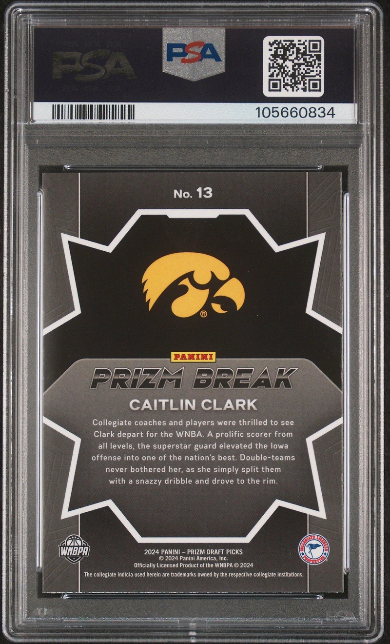 2024 Panini Prizm Draft Picks Prizm Break 13 Caitlin Clark PSA 9