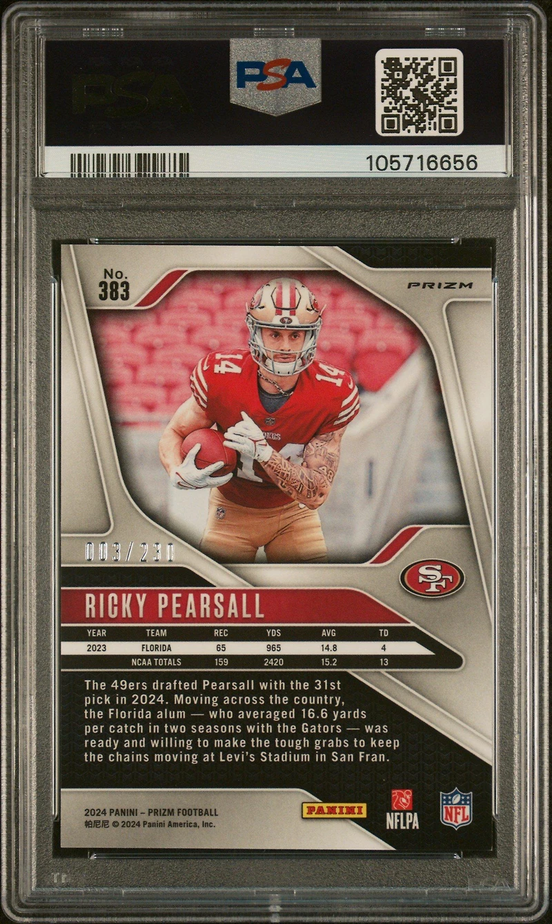 2024 Panini Prizm 383 Ricky Pearsall Blue Wave PSA 9