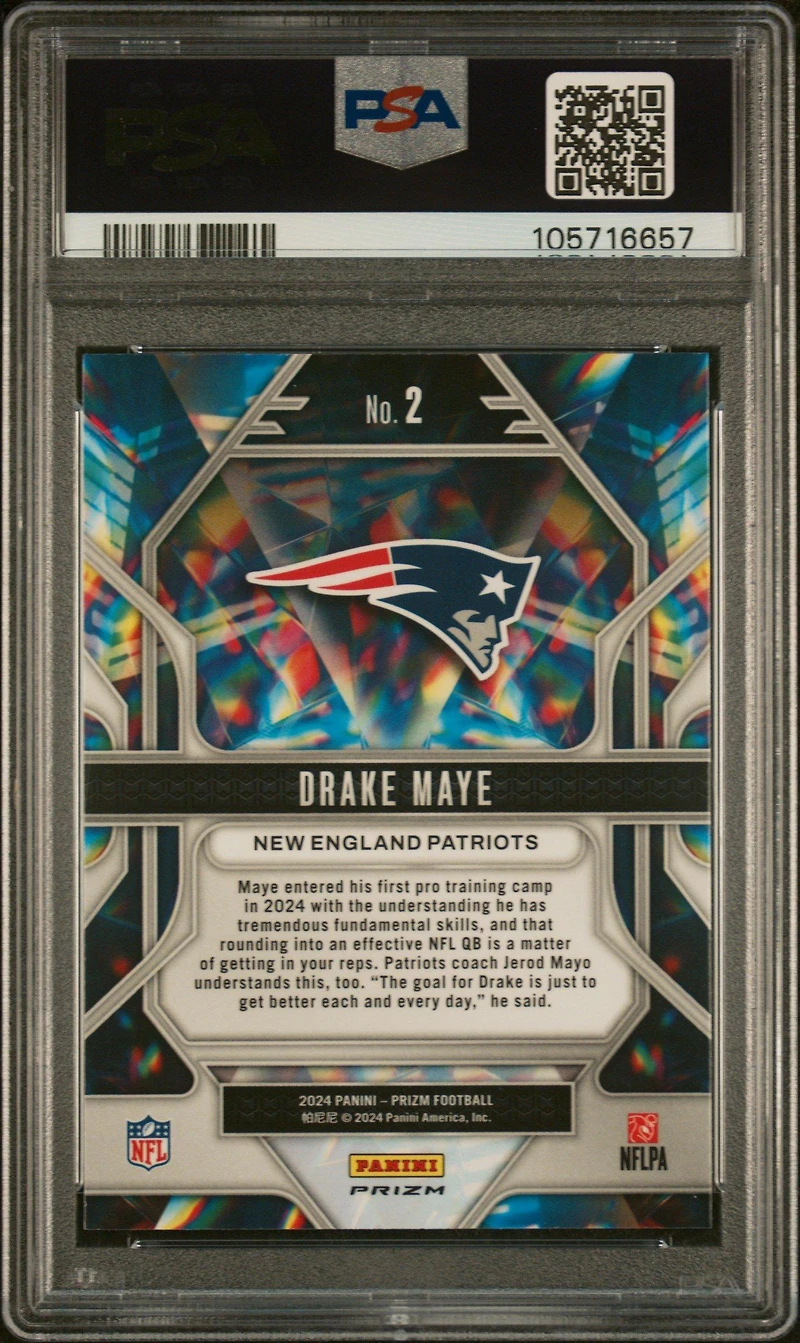 2024 Panini Prizm Prizmatic 2 Drake Maye Silver Prizm PSA 10