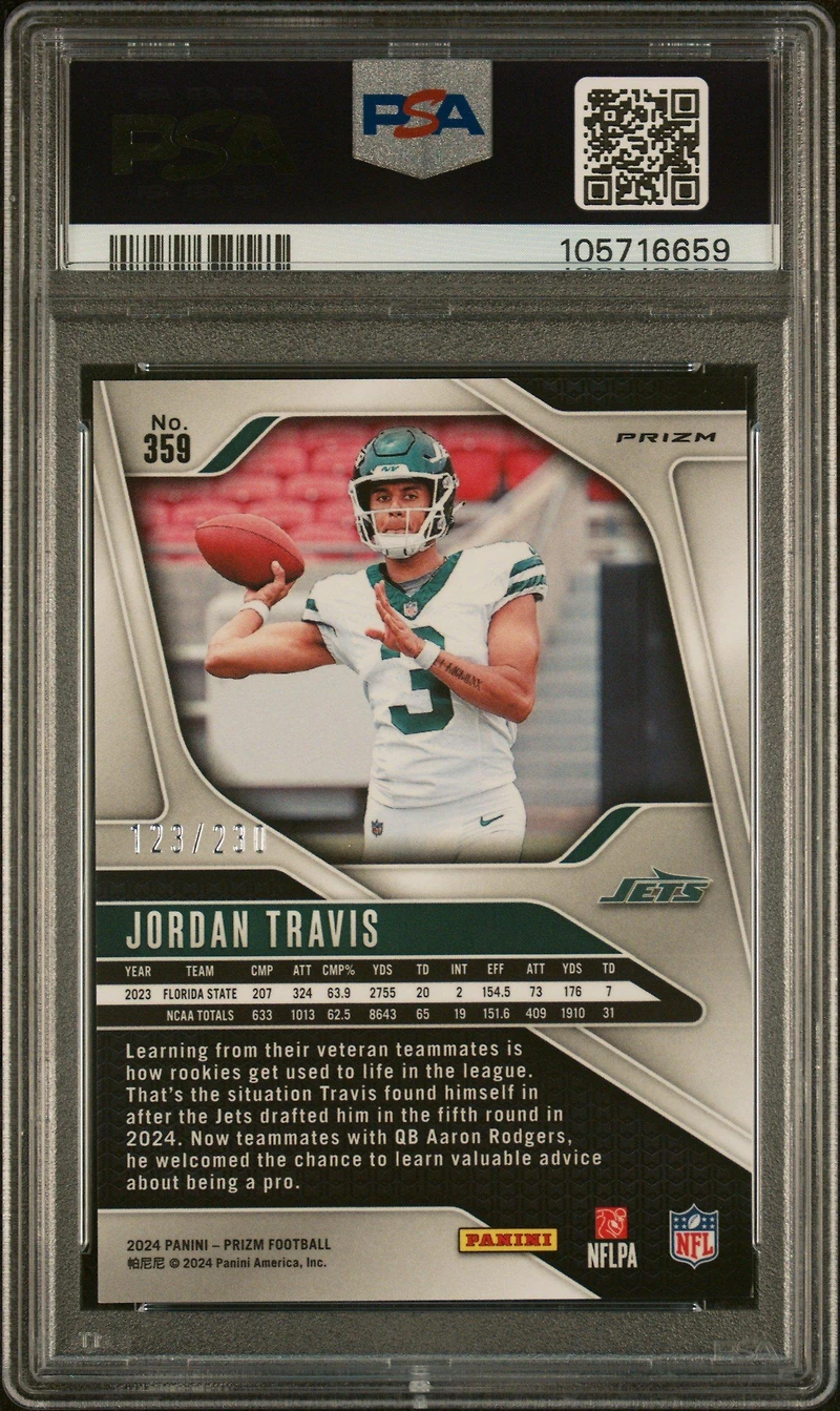 2024 Panini Prizm 359 Jordan Travis Blue Wave PSA 9